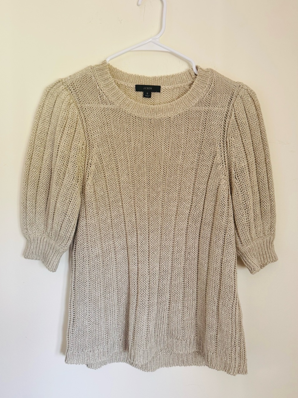 J. Crew Women’s Puff Sleeve Linen Lightweight Sweater, Size S